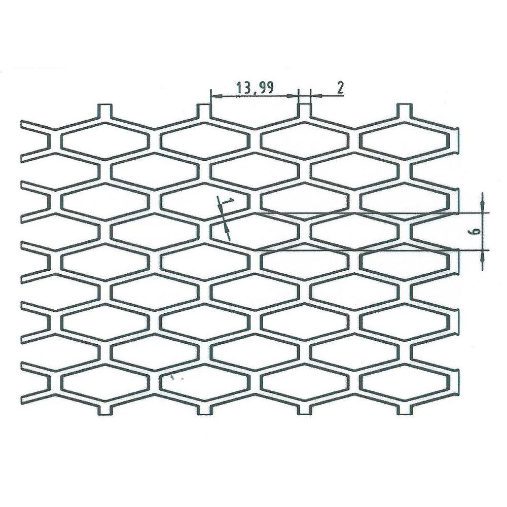 PERFORÁLT LEMEZ / HATSZÖGSZEM 6x14 / 1 mm / 600x1000 mm / 14||1000 / 1.4301