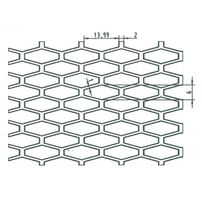 PERFORÁLT LEMEZ / HATSZÖGSZEM 6x14 / 1 mm / 600x1000 mm / 14||1000 / 1.4301